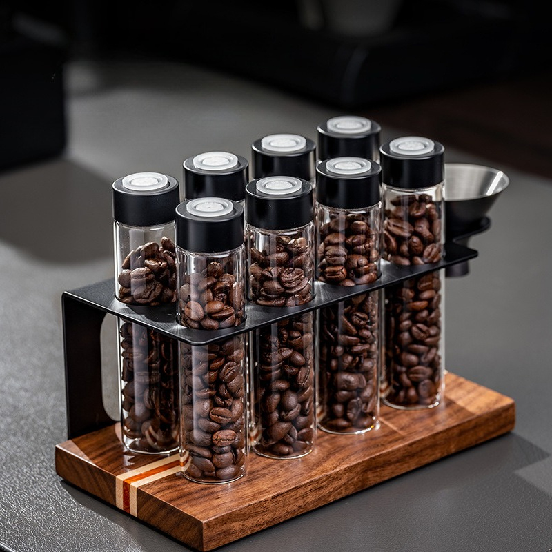 Coffee Tea Jars - JUSTINLAU Glazen koffiebonenopslagpotten Luchtdichte 1-wegklep Houten