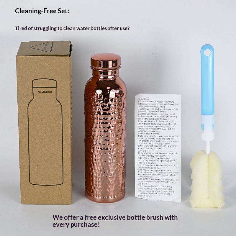Cold Brew Jar - 800ml koperen waterkan met gehamerde textuur,