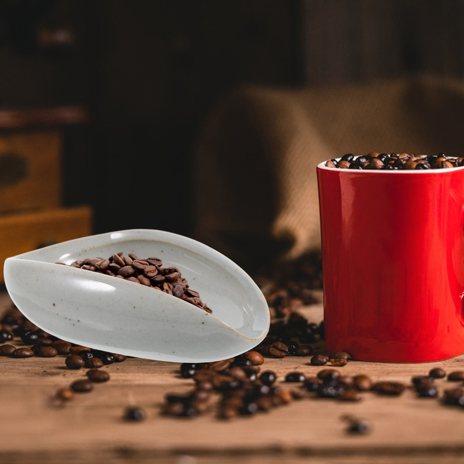 Coffee Tea Leaf And Bean - Keramische koffiebonen-doseerbak, multifunctionele weegbeker voor espresso,