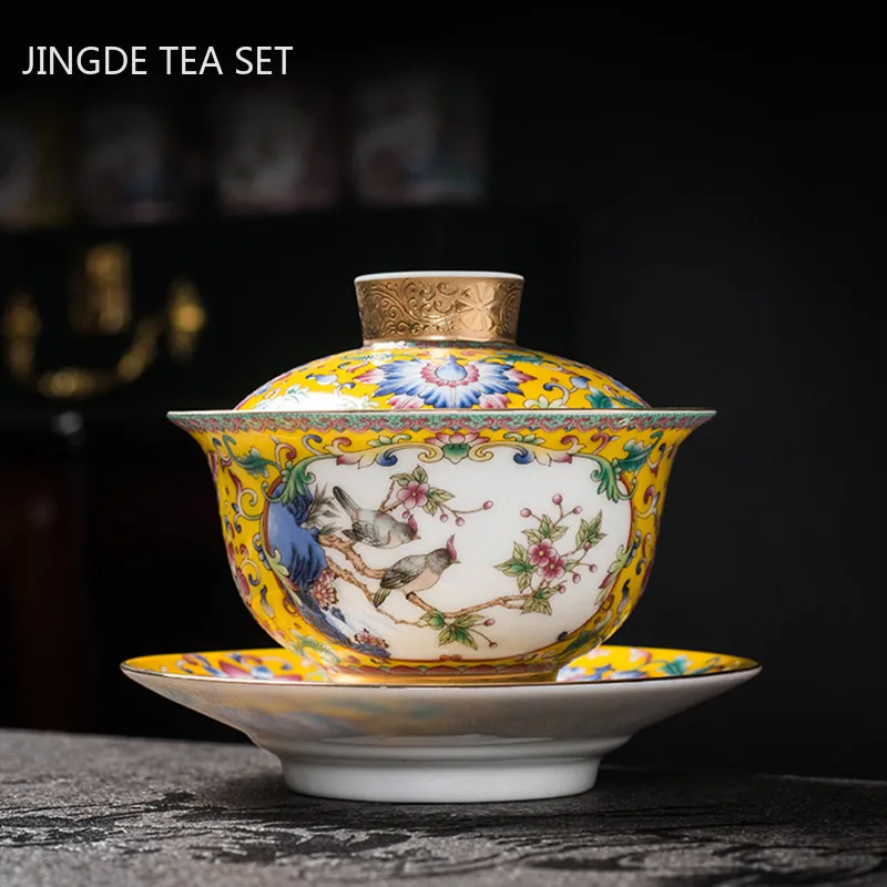 Coffee Tea Set Up - Jingdezhen Emaille Kleur Keramische Gaiwan Chinese