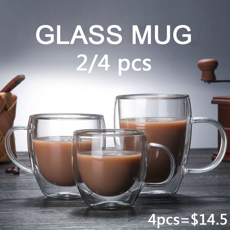Lemon Tea Coffee - 2/3/4 Stuks Dubbelwandige Hoge Borosilicaatglas Mok