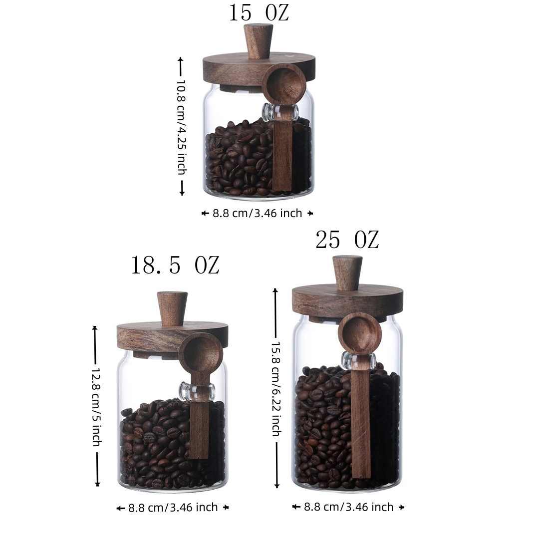 Coffee Tea Jars - 3-pack glazen voorraadpotten van hoog borosilicaatglas