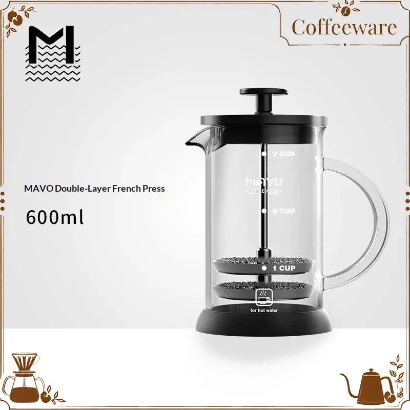 Coffee Tea Pot - MAVO French Press Koffiezetapparaat Dubbel Mesh