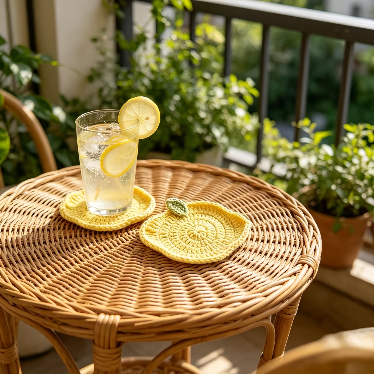Lemon Tea Coffee - Handgemaakte gehaakte citroenonderzetter, fris fruit design