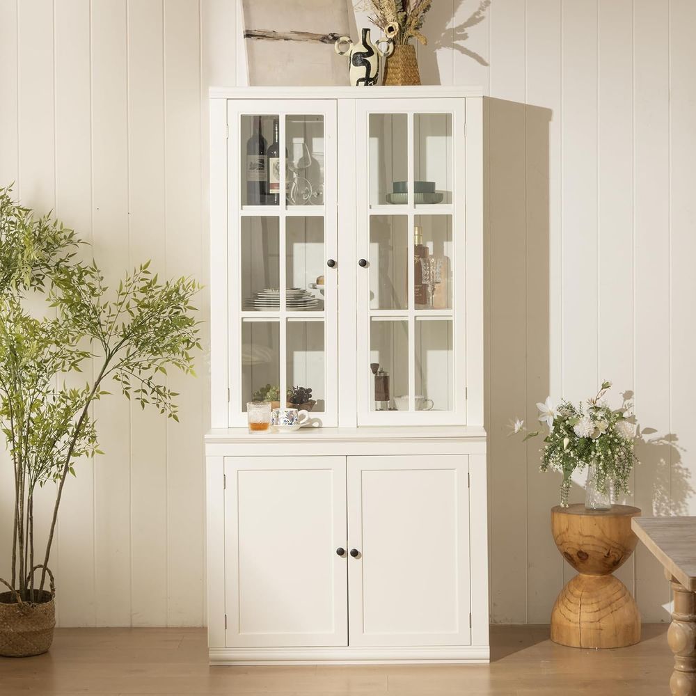 Coffee & Tea Garden Lincoln Menu - 75 cm hoge witte glazen keukenkast