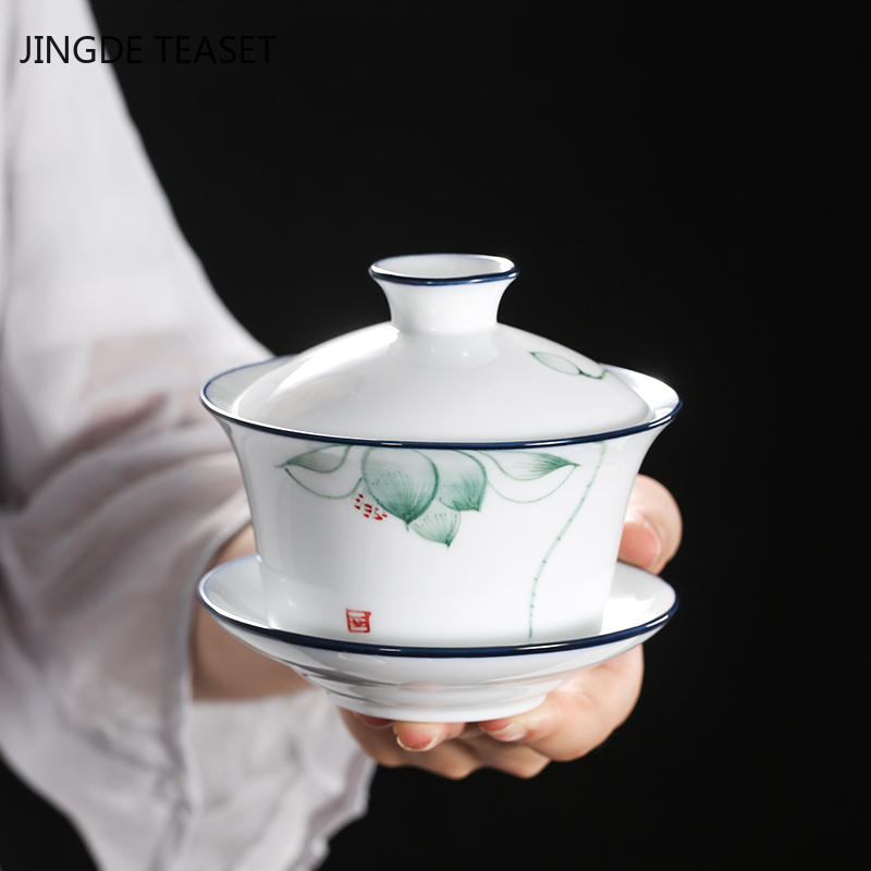 Coffee Tea Set Up - Chinese Retro Handgeschilderde Keramische Gaiwan Theekopje