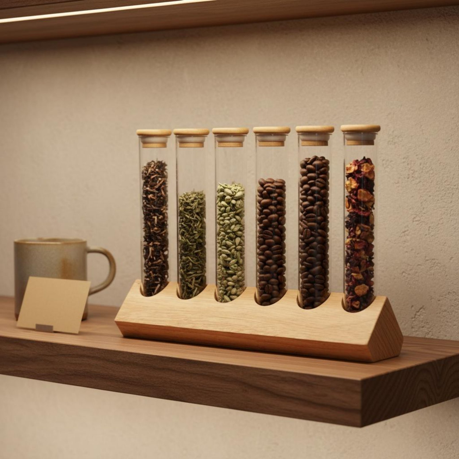 Glazen buisjes set met houten  - Coffee Bean recensie en prijs