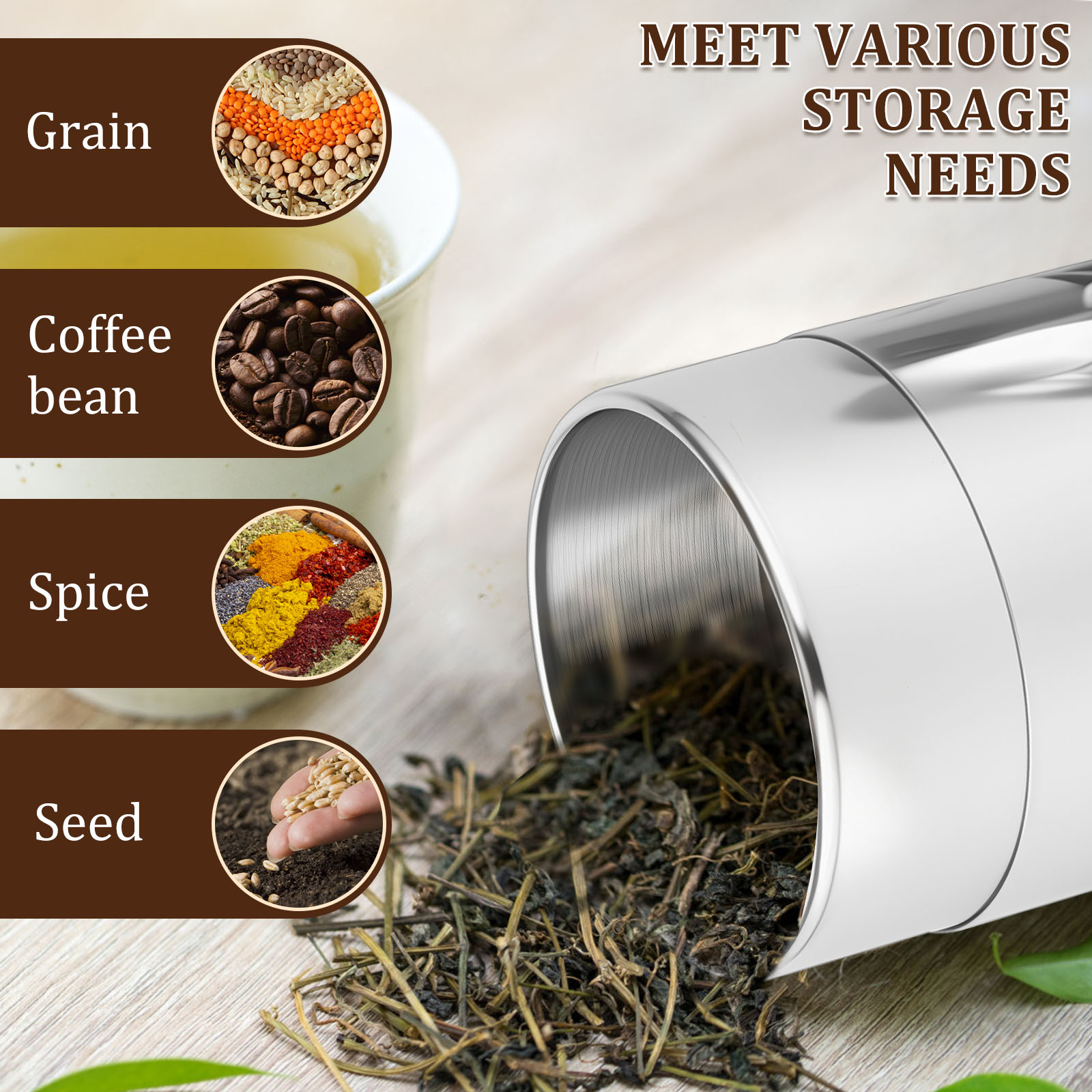 Roestvrijstalen theebladblikke - Coffee Tea Leaf And Bean recensie en prijs
